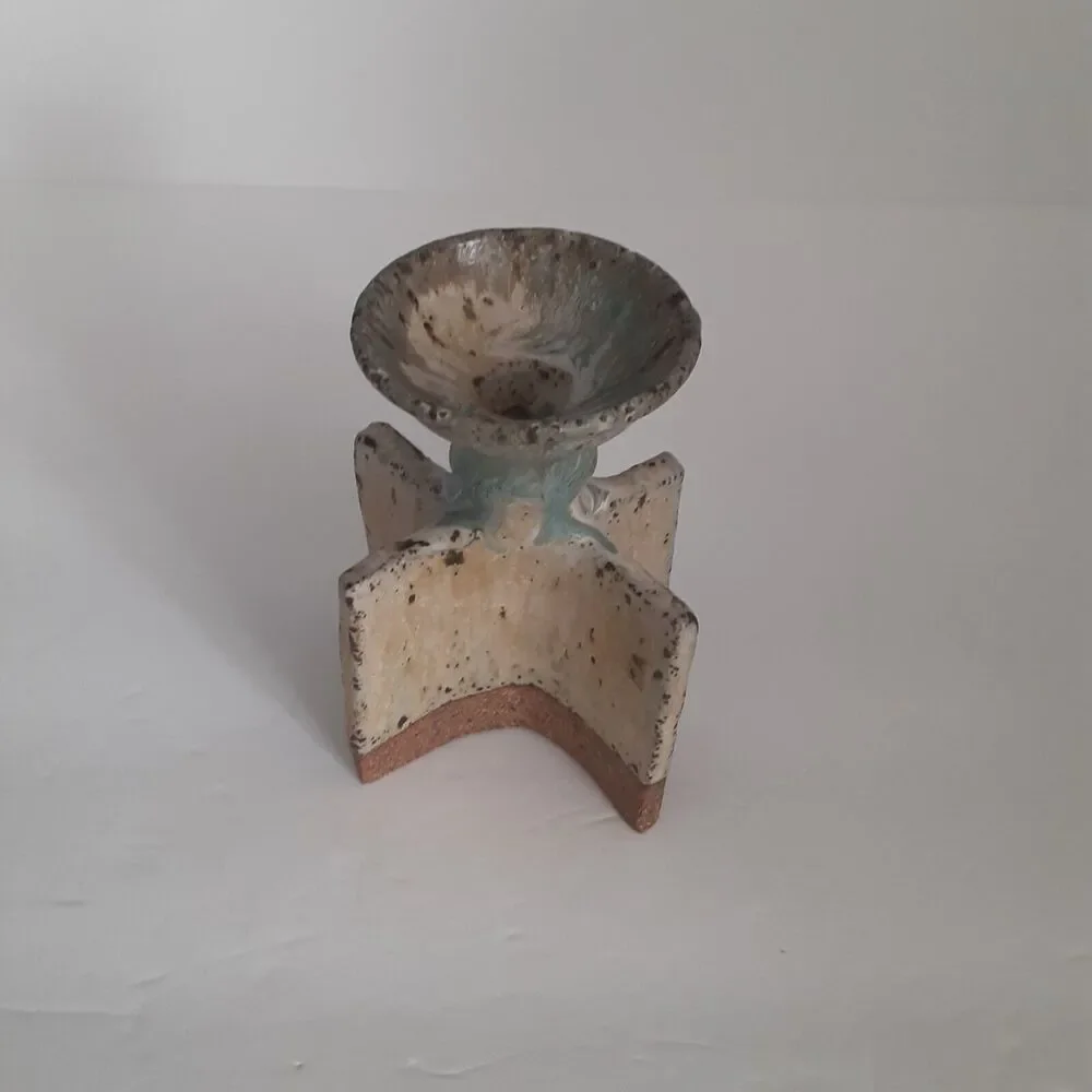 Stone Over Iron Candle Holder Japandi Eclectic Unique